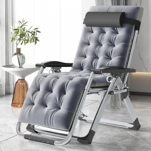 MOPHOTO Comfy Folding Chair for Living Room, Foldable Recliner Chair Lounge Chairs with Mattress for Indoor Outdoor, Leisure Chair Adjustable Reclining Chairs for Adults