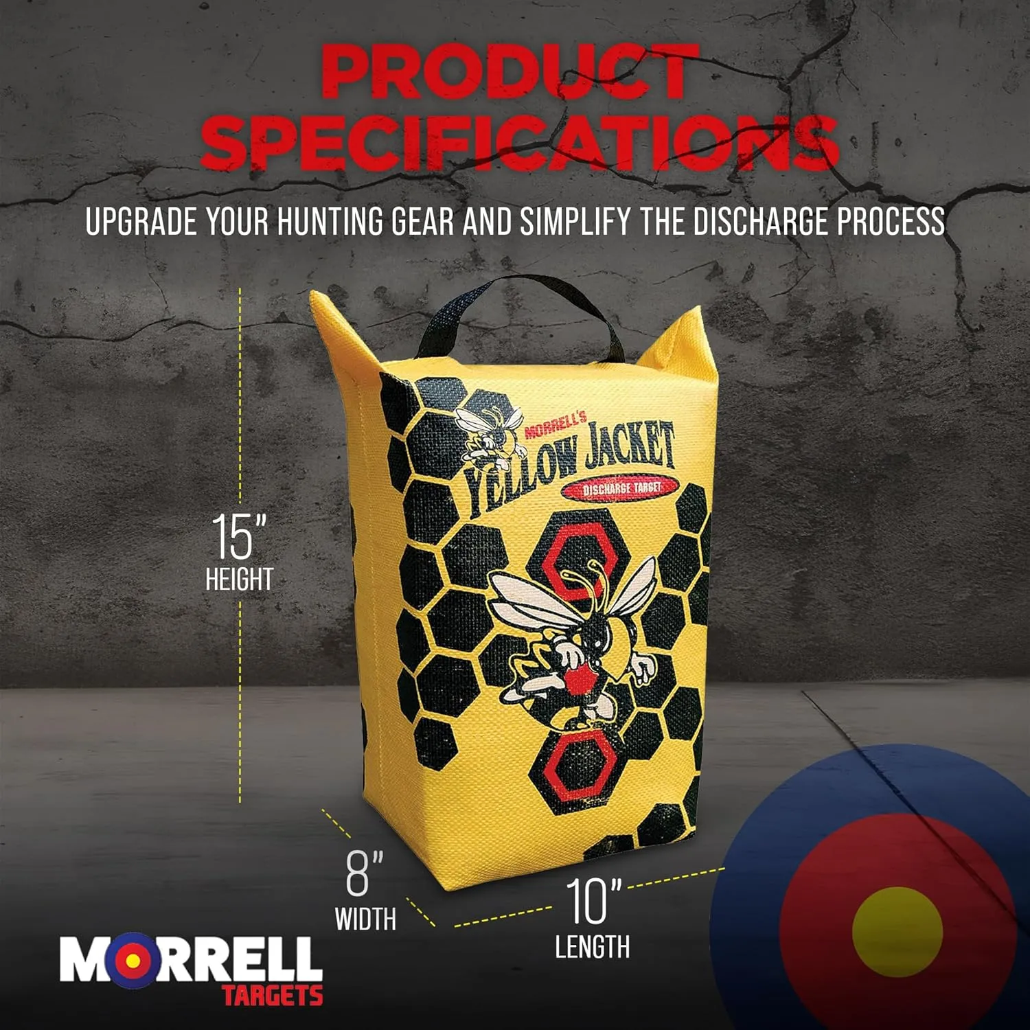 Morrell Yellow Jacket Weather Resistant Portable Final Shot Hunting Crossbow and Compound Bow Discharge Archery Bag Target with Carry Handle, Yellow