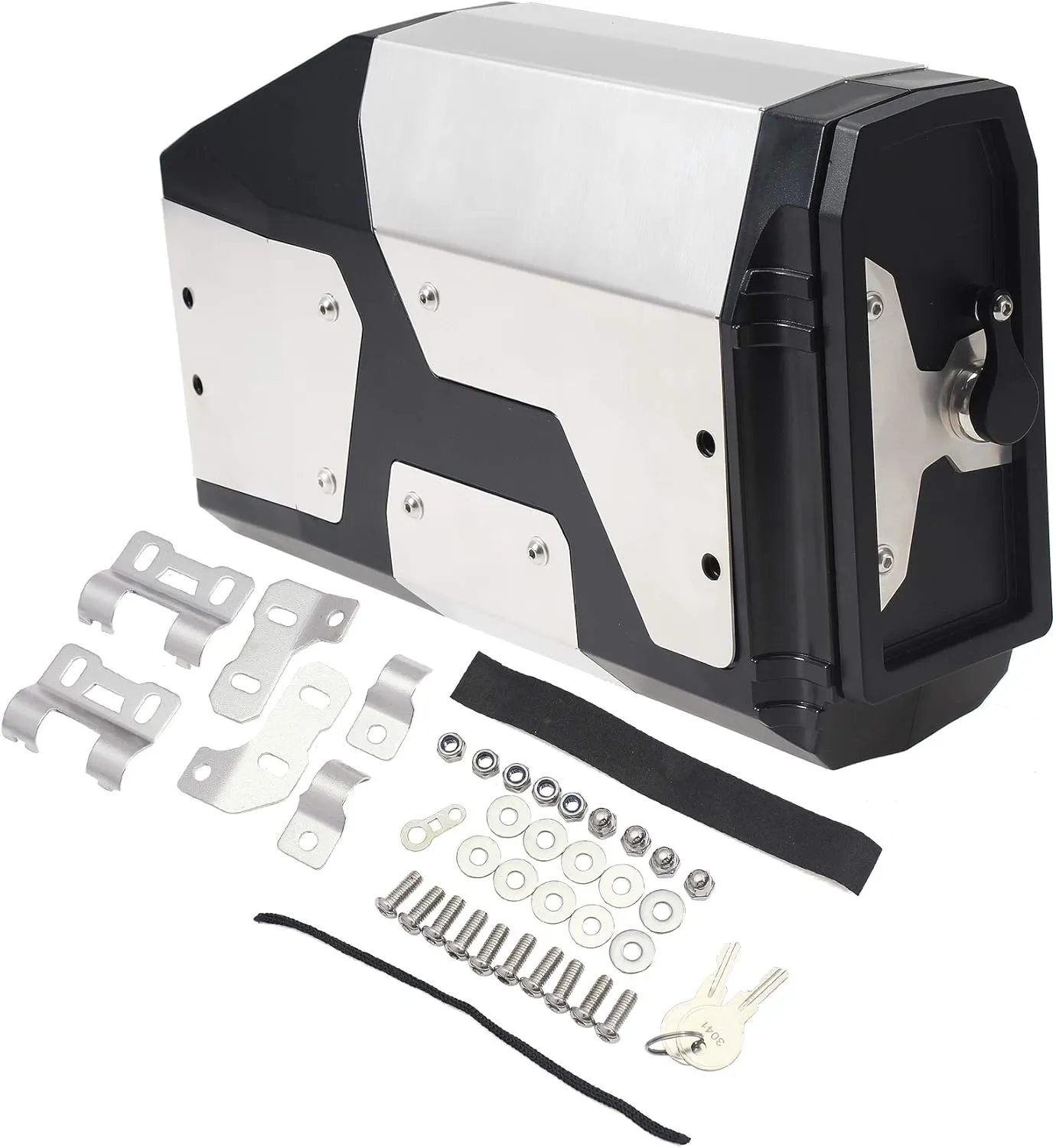 Motorcycle Tool Box,Stainless Steel Gear Tool Box Waterproof Side Boxes Compatible with BMW R1250GS/ADV R1200GS/ADV (Silver)
