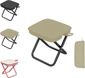 Mountaineering and Hiking Portable Stool,Collapsible Stool, Portable Stools for Adults, Folding Camp Stools, Portable Pen Bag Type Foldingstool, 275 lbs Capacity (Kahaki)