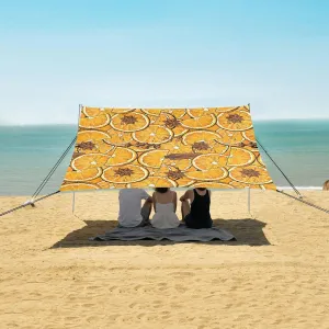 Mulled Wine Ingredient Pattern Beach Canopy Tent Anti-UV & Wind Resistant, Camping Sun Shelter Easy Setup Portable,Outdoor Shade Tents with Sandbags,Sand Shovels,Ground Pegs & Stability Poles