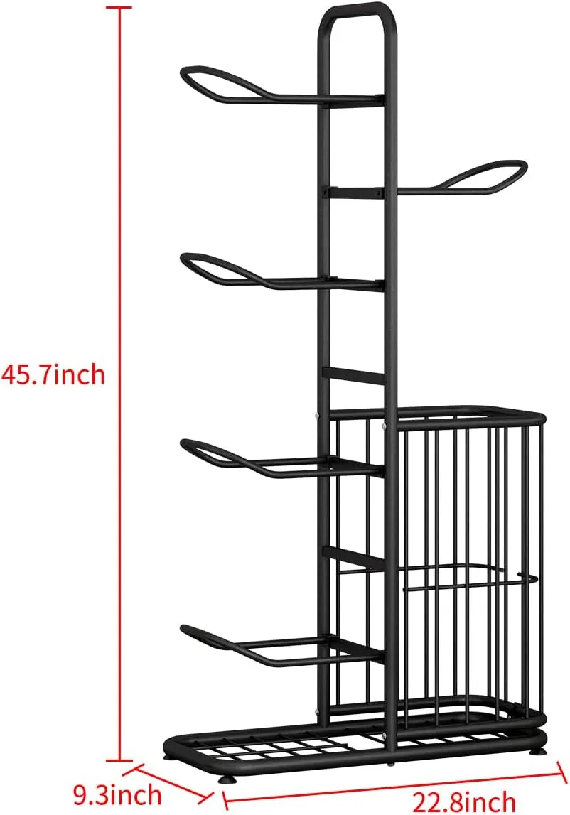 Multi-Function Sports Equipment Storage Racks - Adjustable and Durable Solutions for Organizing Balls, Toys, and Gear Indoors, in Garages, or Outdoors (5-tier-black-with Basket)