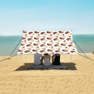 Mushroom Boletus Cartoon Beach Canopy Tent Anti-UV & Wind Resistant, Camping Sun Shelter Easy Setup Portable,Outdoor Shade Tents with Sandbags,Sand Shovels,Ground Pegs & Stability Poles