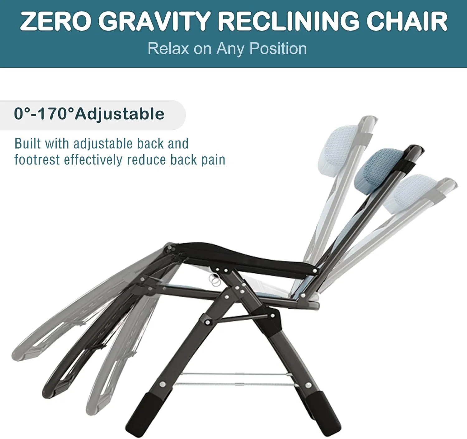 NAIZEA Lounge Chair Ice Touch Silk Zero Gravity Chair, Folding Adjustable Ice Touch Silk Reclining Patio Chairs with Cup Holder, Ergonomic Patio Recliner Chairs for Indoor and Outdoor