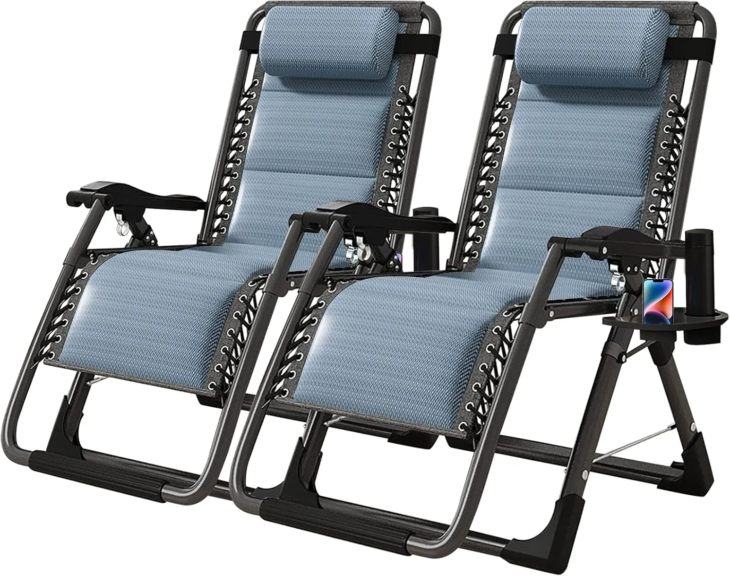 NAIZEA Lounge Chair Ice Touch Silk Zero Gravity Chair, Folding Adjustable Ice Touch Silk Reclining Patio Chairs with Cup Holder, Ergonomic Patio Recliner Chairs for Indoor and Outdoor