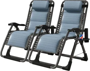 NAIZEA Lounge Chair Ice Touch Silk Zero Gravity Chair, Folding Adjustable Ice Touch Silk Reclining Patio Chairs with Cup Holder, Ergonomic Patio Recliner Chairs for Indoor and Outdoor
