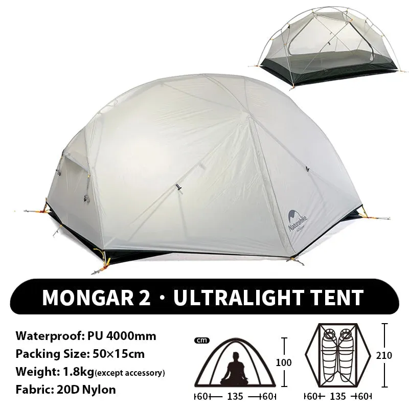 NATUREHIKE Mongar 2 Ultralight Waterproof 2-Person Backpacking Tent for Hiking & Camping