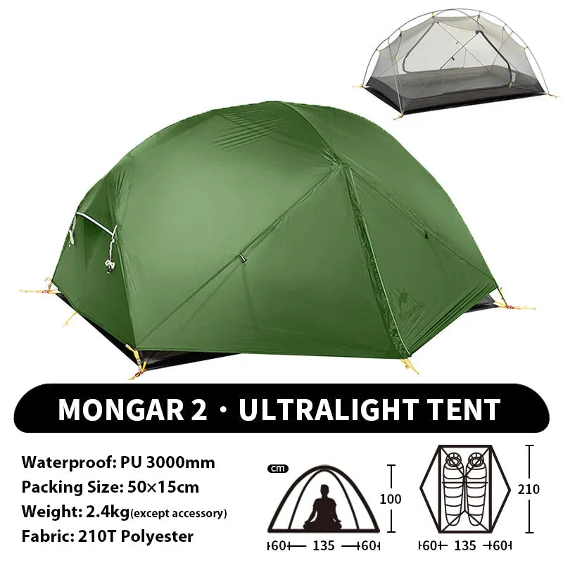 NATUREHIKE Mongar 2 Ultralight Waterproof 2-Person Backpacking Tent for Hiking & Camping