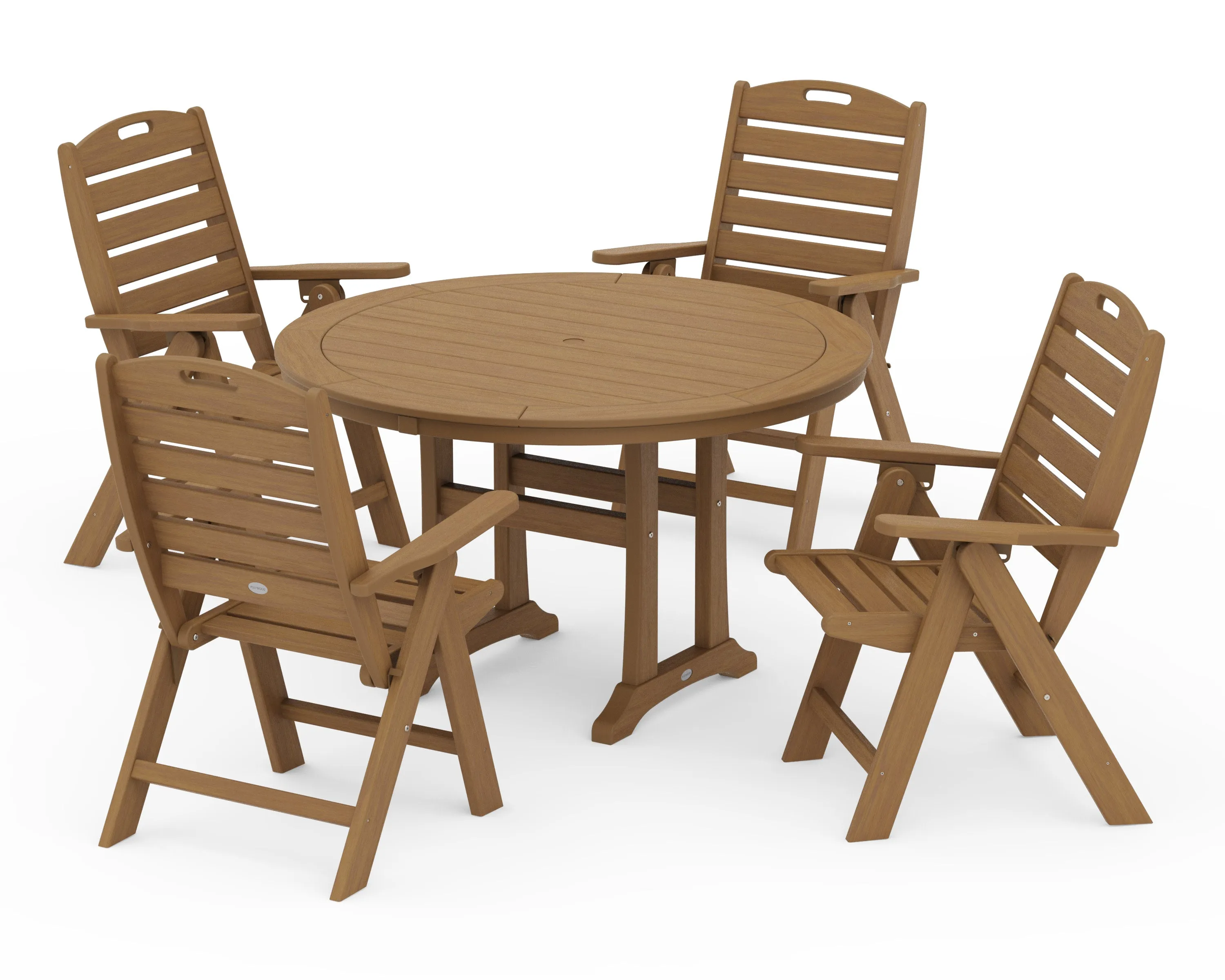 Nautical Highback Chair 5-Piece Round Dining Set with Trestle Legs