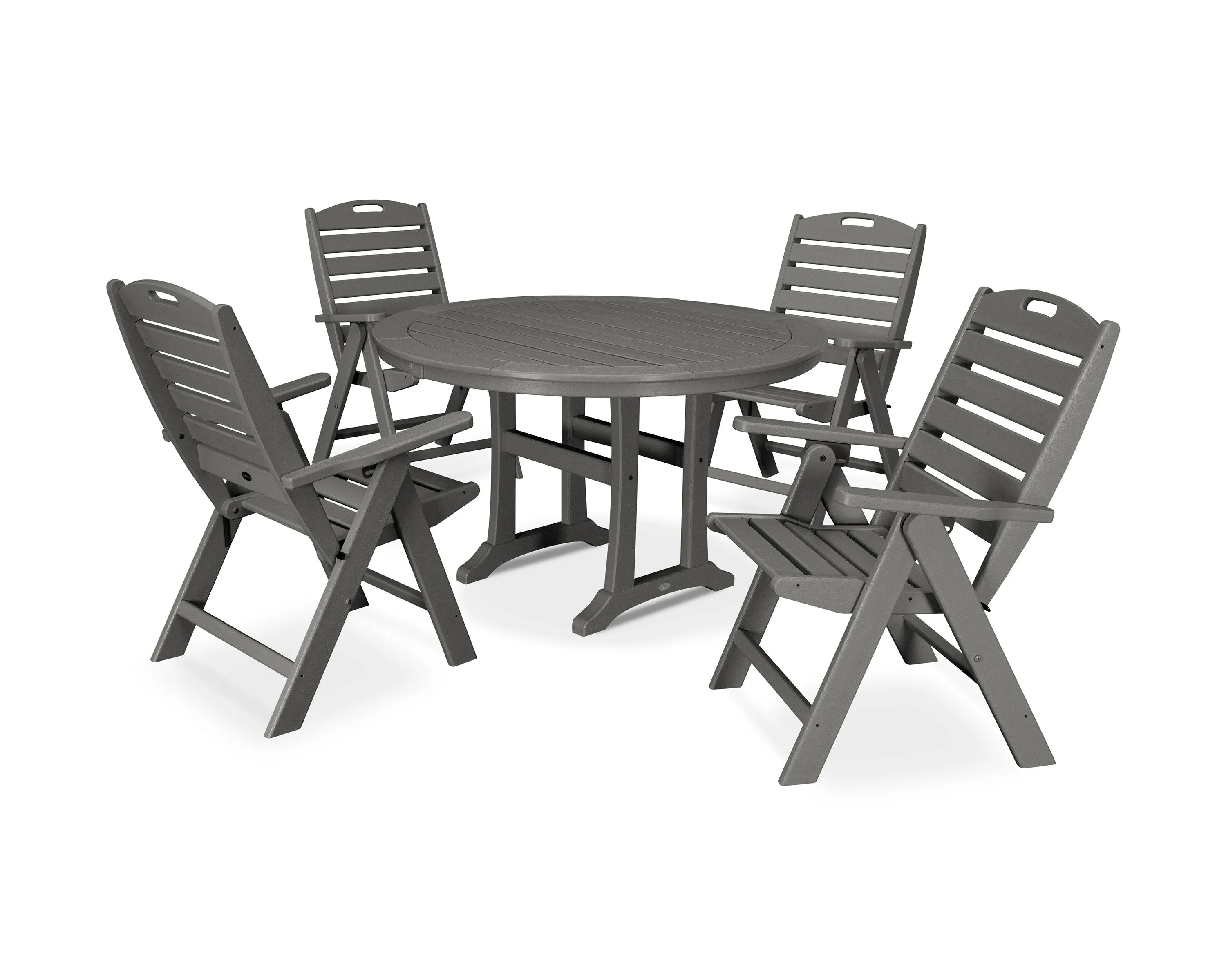 Nautical Highback Chair 5-Piece Round Dining Set with Trestle Legs