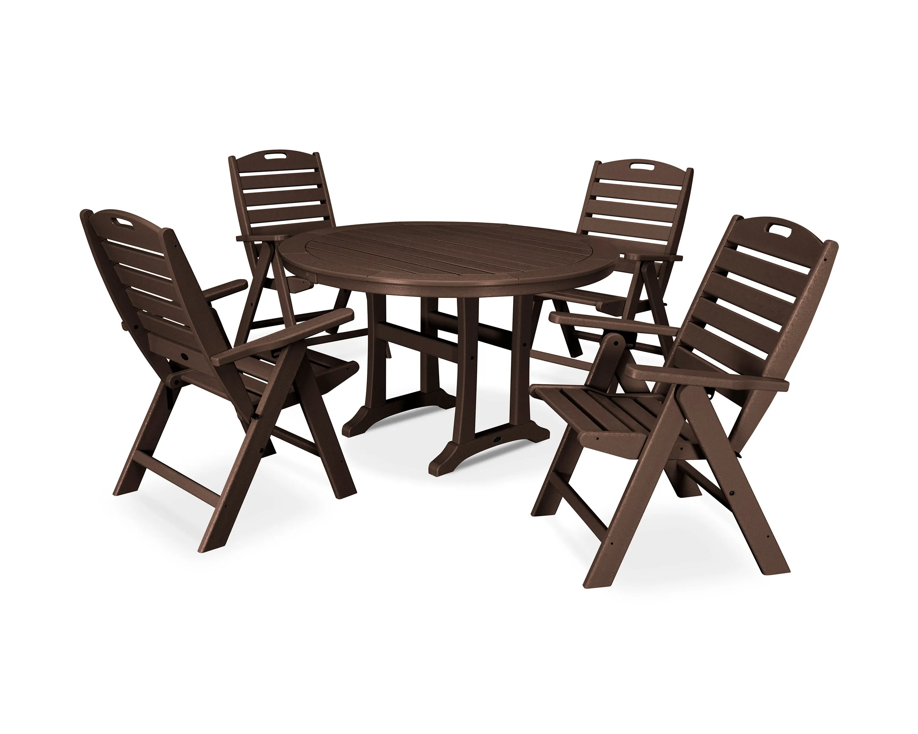 Nautical Highback Chair 5-Piece Round Dining Set with Trestle Legs