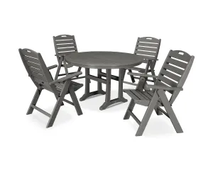 Nautical Highback Chair 5-Piece Round Dining Set with Trestle Legs