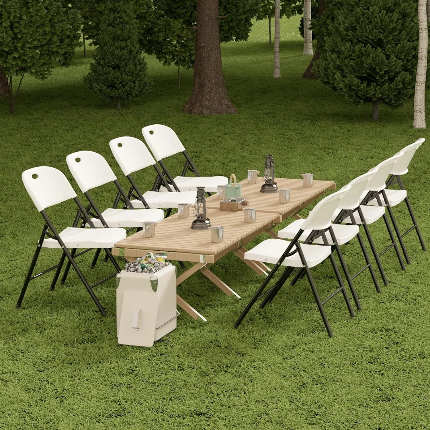 Nazhura 650 Weight Limit Heavy Duty Plastic Folding Chair with Reinfoced Steel Frame for Indoor and Outdoor, Wedding, Party, Restaurant, Meeting Room, Patio and Garden (White, 6 Pack)