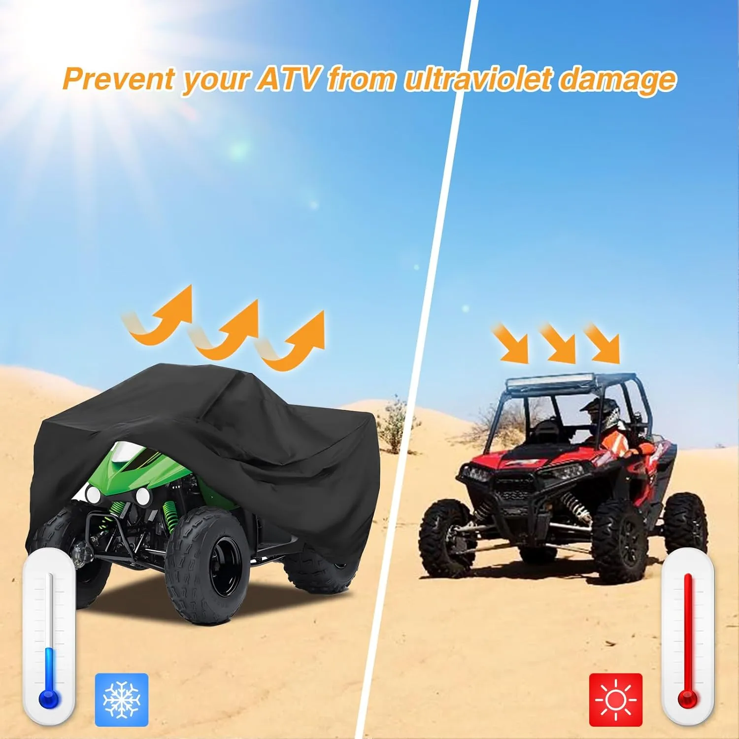 NEVERLAND ATV Cover 210D Oxford Cloth, Waterproof Outdoor Heavy Duty 4 Wheeler Cover Quad Cover, Compatible with Polaris Sportsman Yamaha Honda Kawasaki Suzuki (83" L x 47" W x 46" H)
