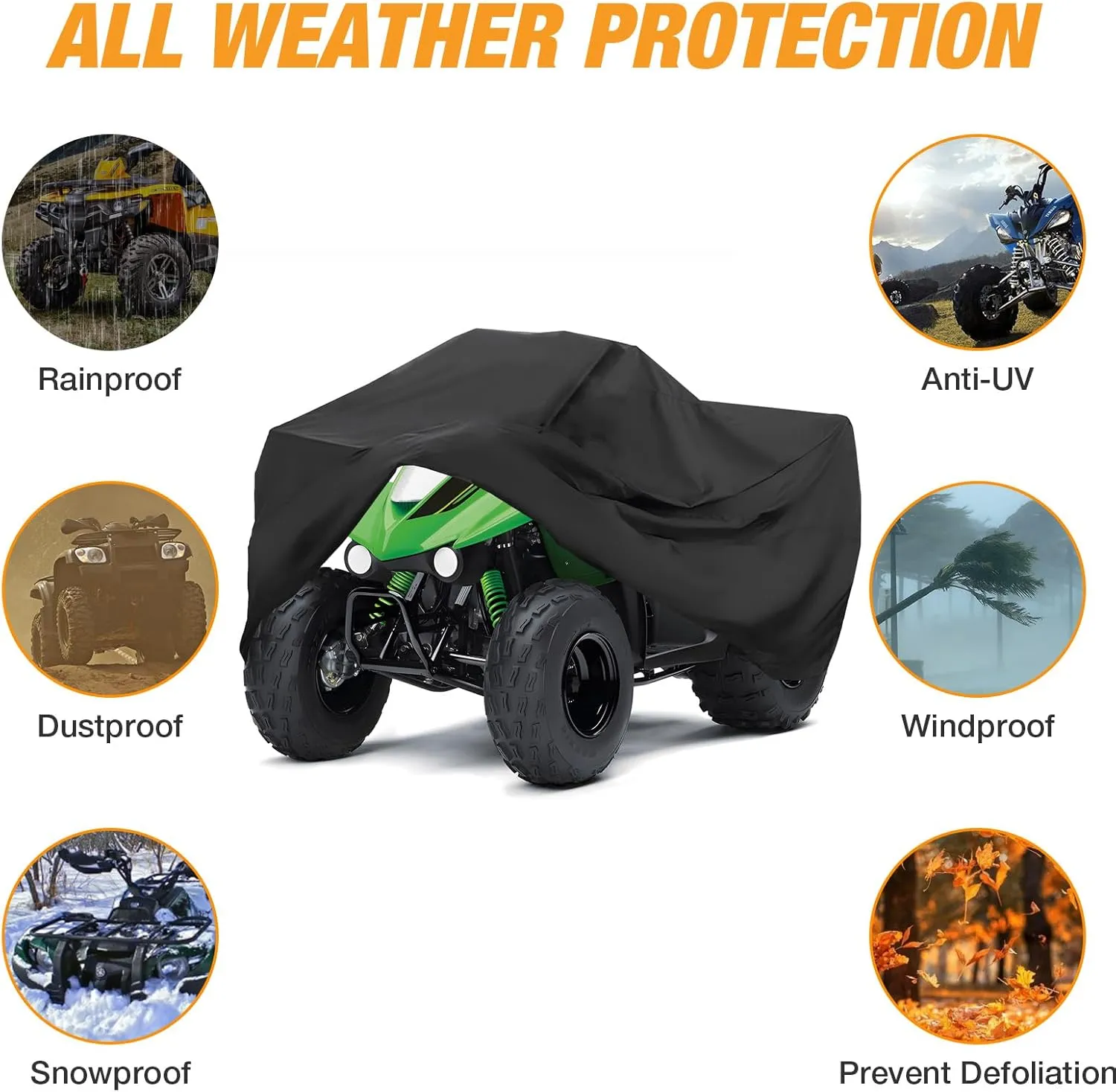 NEVERLAND ATV Cover 210D Oxford Cloth, Waterproof Outdoor Heavy Duty 4 Wheeler Cover Quad Cover, Compatible with Polaris Sportsman Yamaha Honda Kawasaki Suzuki (83" L x 47" W x 46" H)