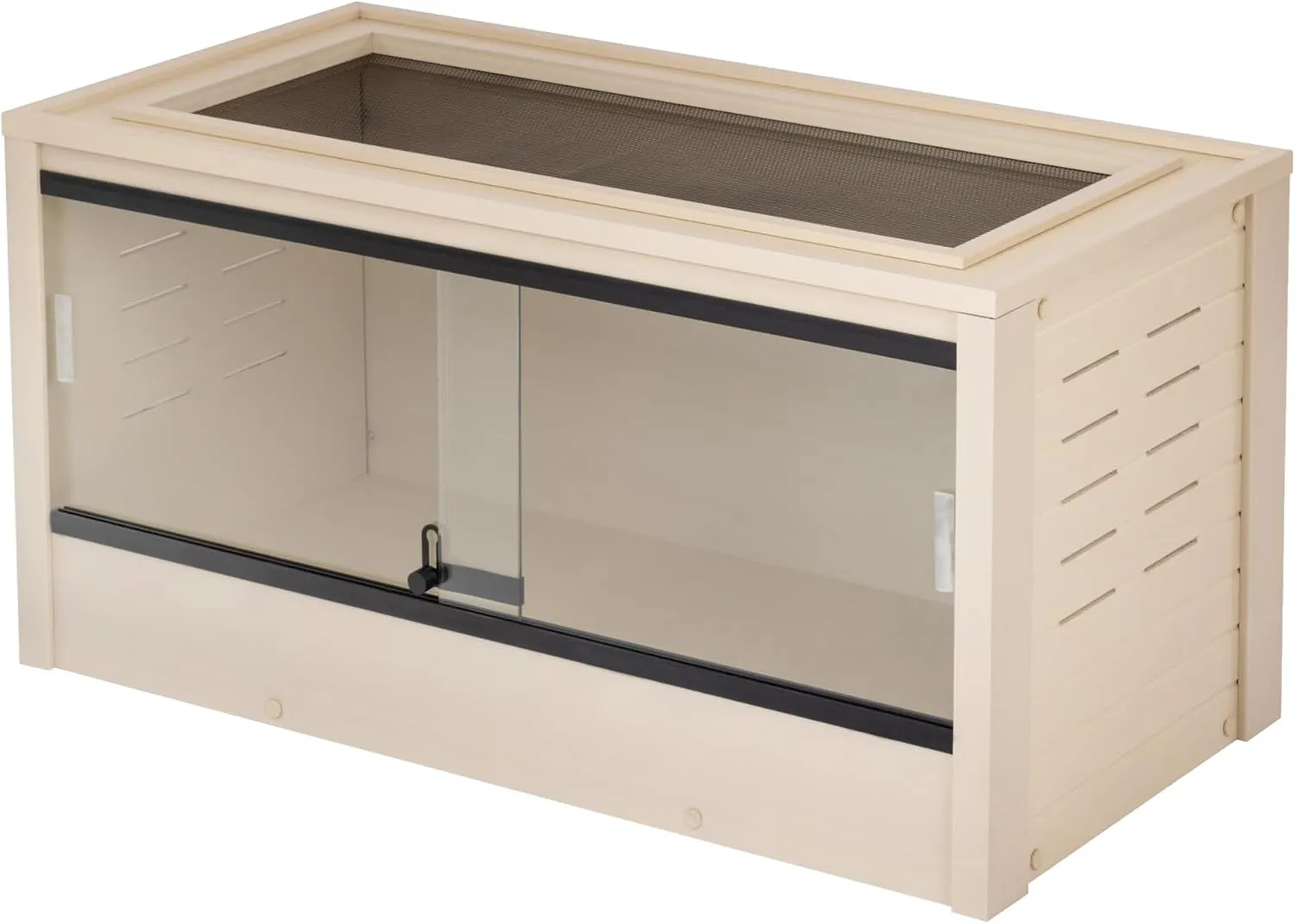 New Age Pet ECOFLEX 36" Mojave Reptile Lounge -Durable Wood Plastic Composite Habitat with Ventilation, Removable Glass Doors & Lock, Easy Assembly, for Tortoises, Snakes, Iguanas, Tan