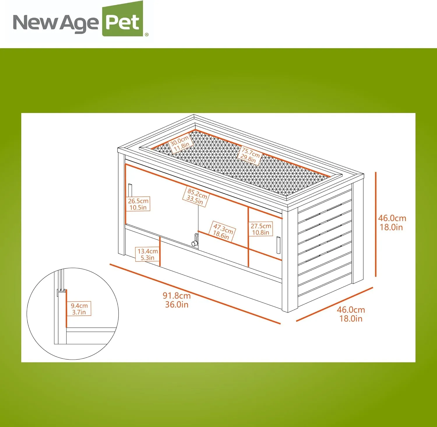 New Age Pet ECOFLEX 36" Mojave Reptile Lounge -Durable Wood Plastic Composite Habitat with Ventilation, Removable Glass Doors & Lock, Easy Assembly, for Tortoises, Snakes, Iguanas, Tan
