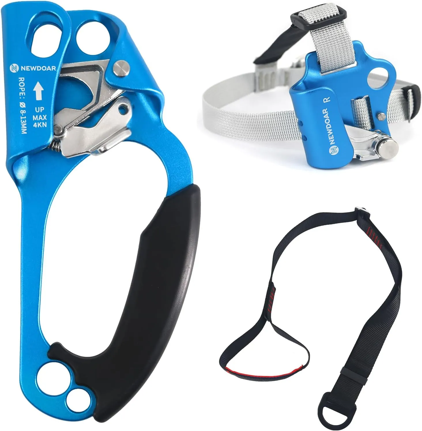 NewDoar UIAA & CE Certified Hand Ascender Rock Climbing Tree Arborist Rappelling Gear Equipment Rope Clamp for 8~13MM Rope