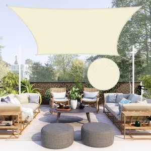 Neween Sun Shade Sail Rectangle Canopy, Waterproof & UV Block Sunshade for Outdoor Patio Lawn Beach Garden Carport Backyard Deck Pergola (13'x16', Beige)