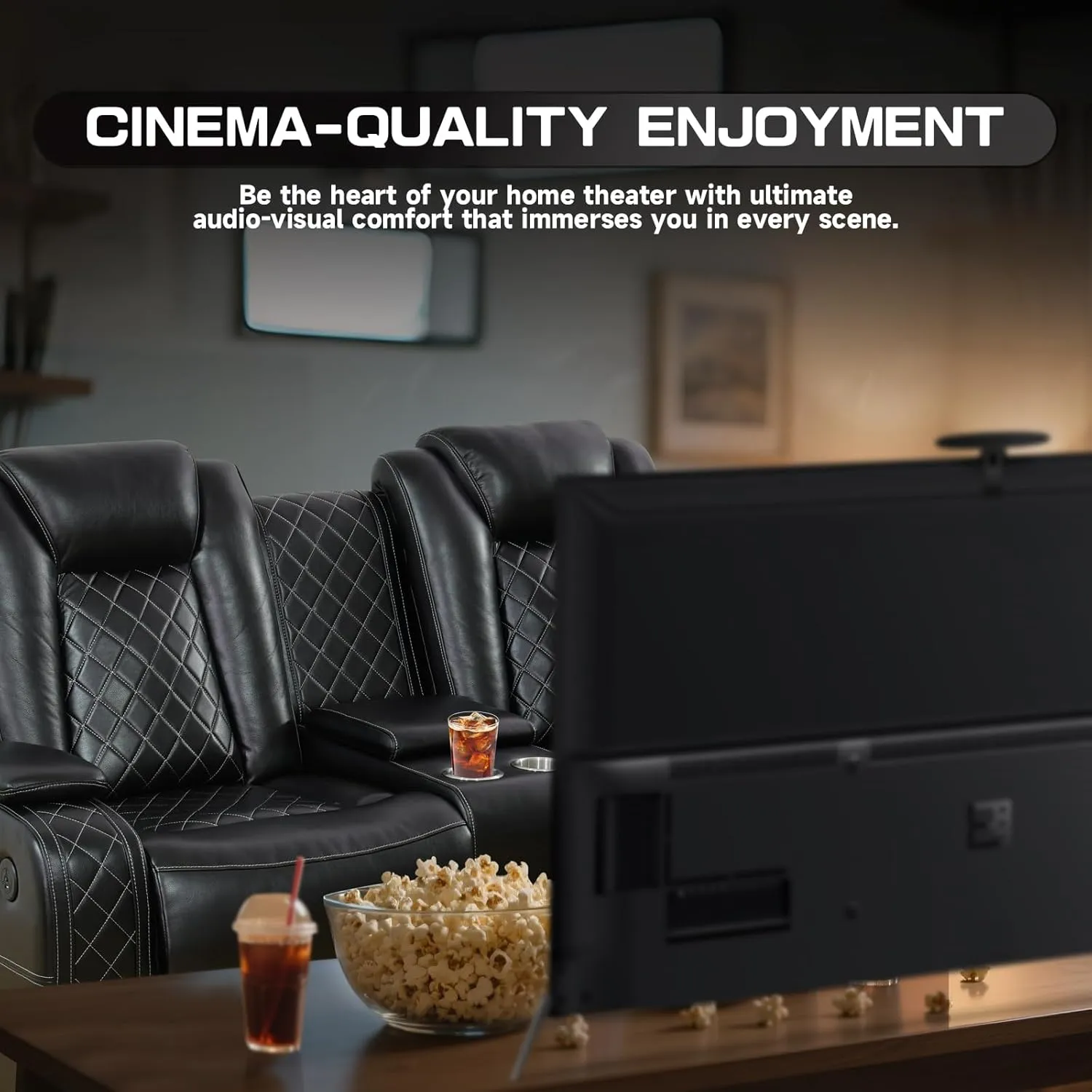 Nicbex PU Leather Power Wall Hugger Chair Double Reclining Sectional Sofa 2-Seater Loveseat Couch with Center Storage Console, USB Port, Cup Holders and Ambient LED Light for Living Room RV Theater