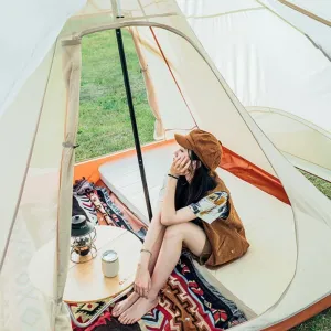 NIEH Family Camping Tent Large Double Layer Pyramid Tent Camping Mongolian Yurt Tent for Picnic Festival