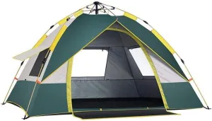 NIEH Hexangular Hydraulic Rainproof Tents, Automatic Camping Pop-Up Tent 2-3 Person, UV Protected Family Tents with Storage Bag,Green