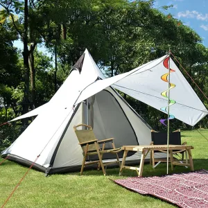 NIEH Tent Outdoor Double Layer Camping Tower Tent Family Camping Tent Yurt Teepee Tent for Outdoor Hiking 3-4 Person