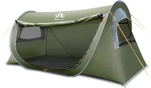 Night Cat Pop-up Camping Tent: 1 Person Tent Waterproof Instant Easy Setup Tunnel Tent Foldable Outdoor