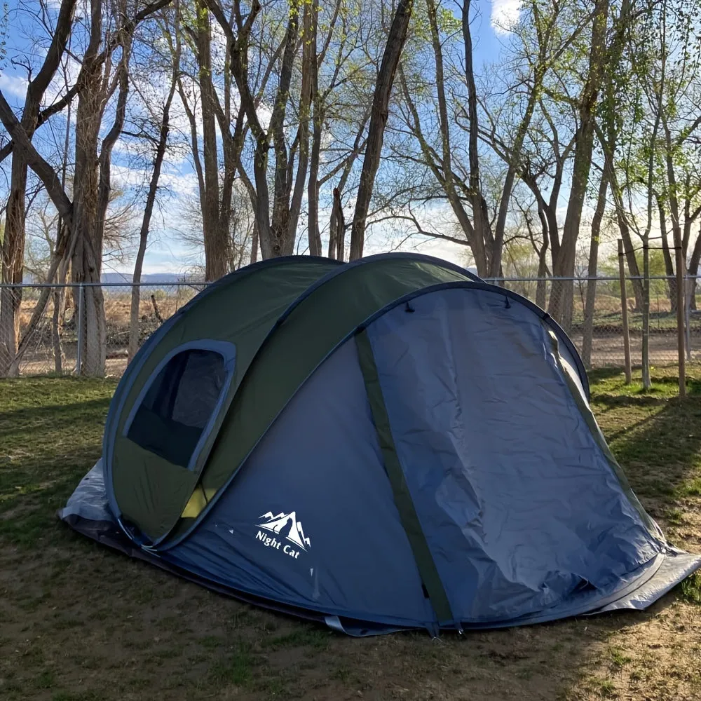 Night Cat Upgraded Pop Up Tent 2-4 Persons Easy Setup In 3 Seconds Instant Camping Tent With Porch Automatic Foldable Waterproof Beach Package 40% Smaller