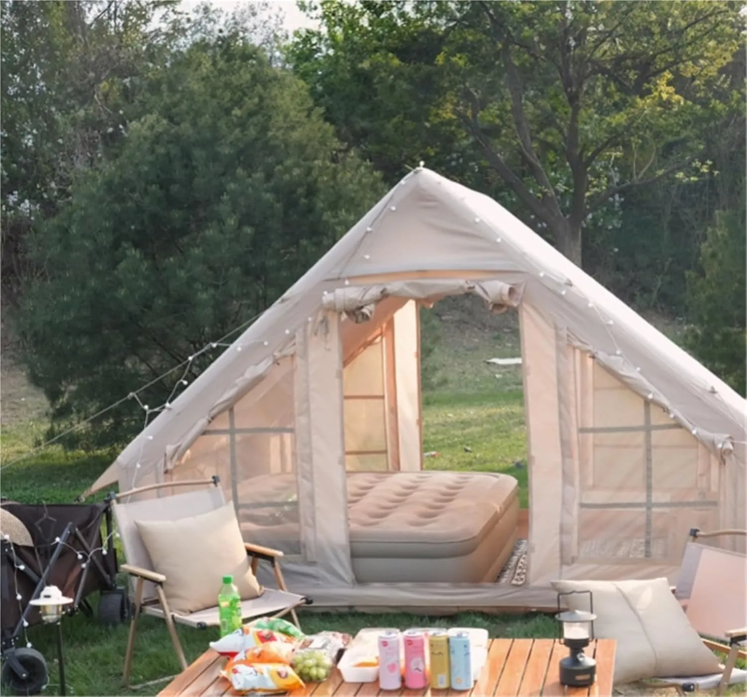No Need to Build Quick-Open Inflatable Tent Portable Double-Layer Rainproof Travel Camping