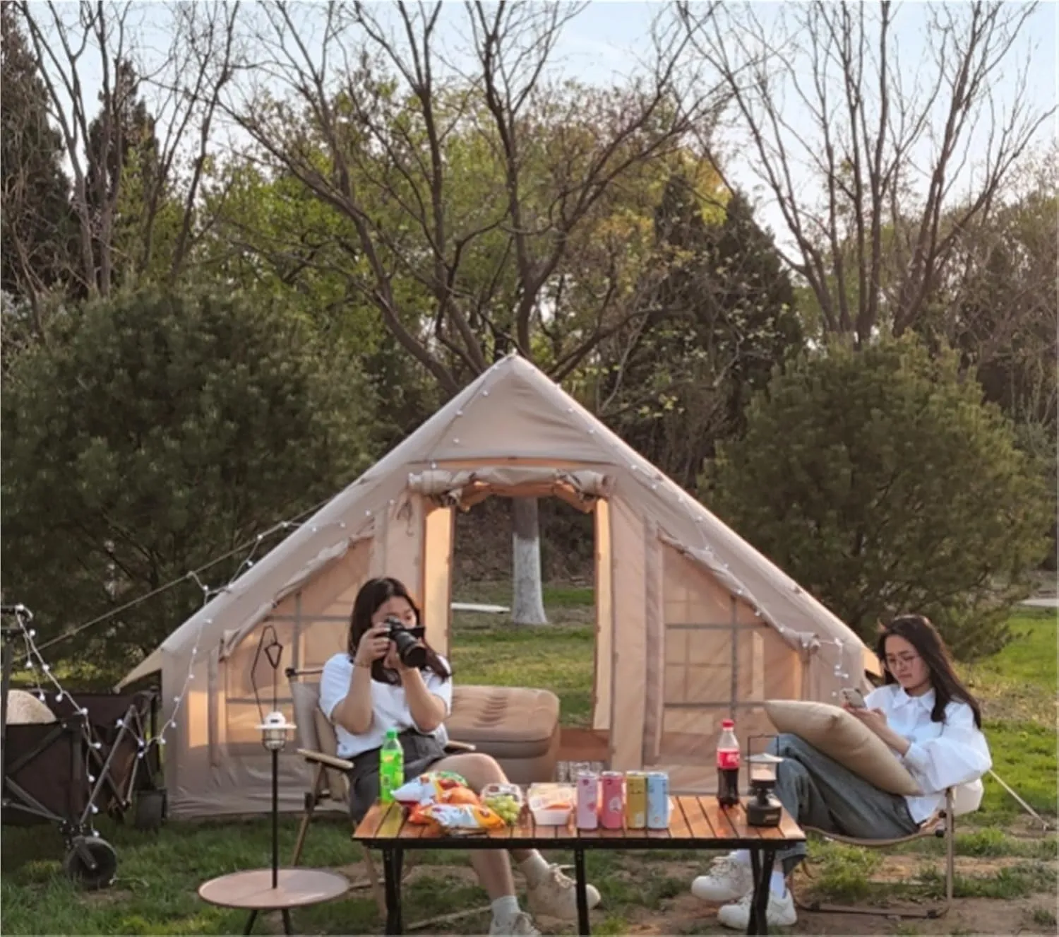 No Need to Build Quick-Open Inflatable Tent Portable Double-Layer Rainproof Travel Camping
