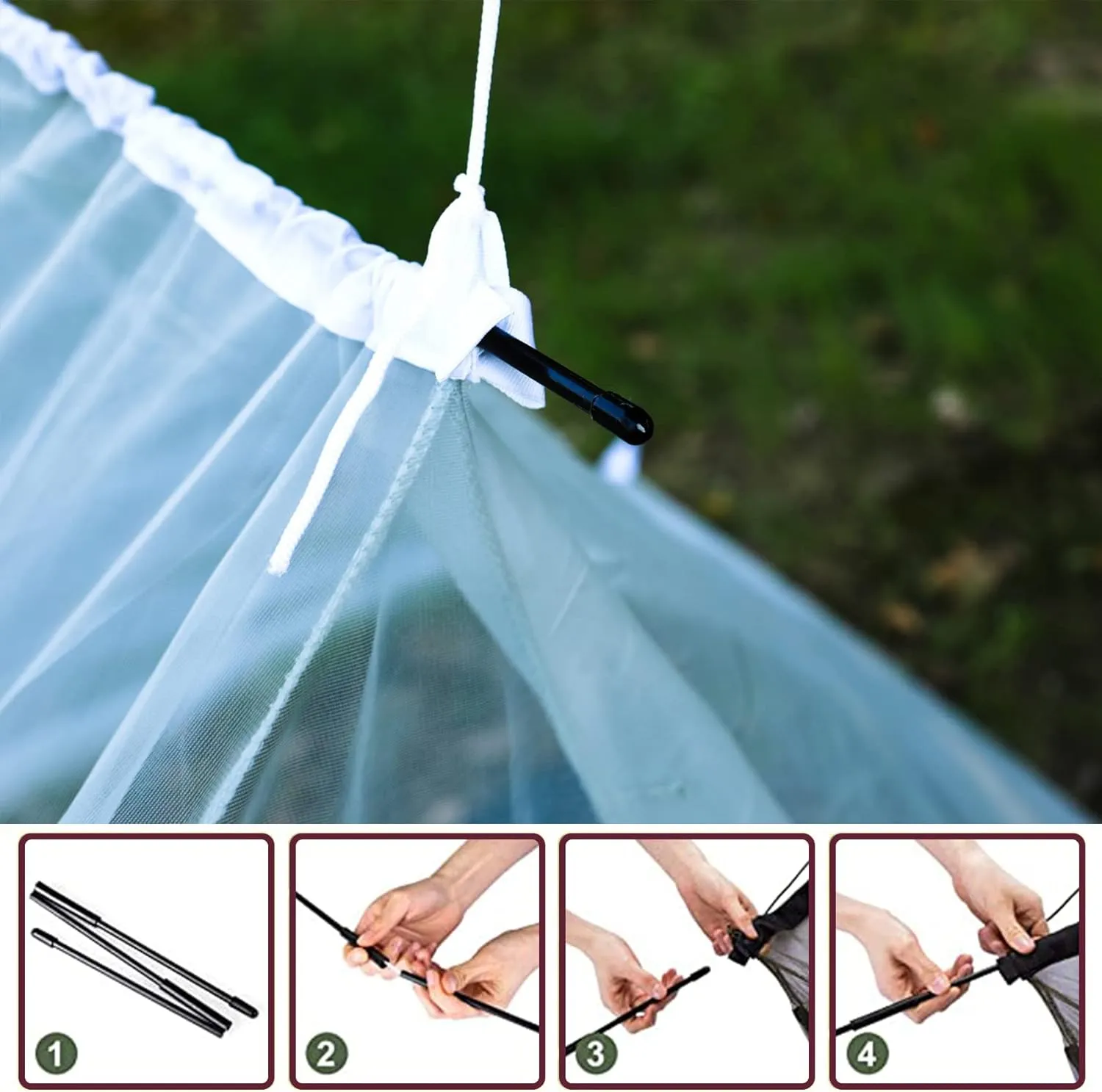 No-See-Ums Camping Mosquito Net Bed Compact and Ultra-Light for Travel，Finest Holes Mesh 2000 Noseeum Netting for Camping and Hiking, Without Sleeping Mat