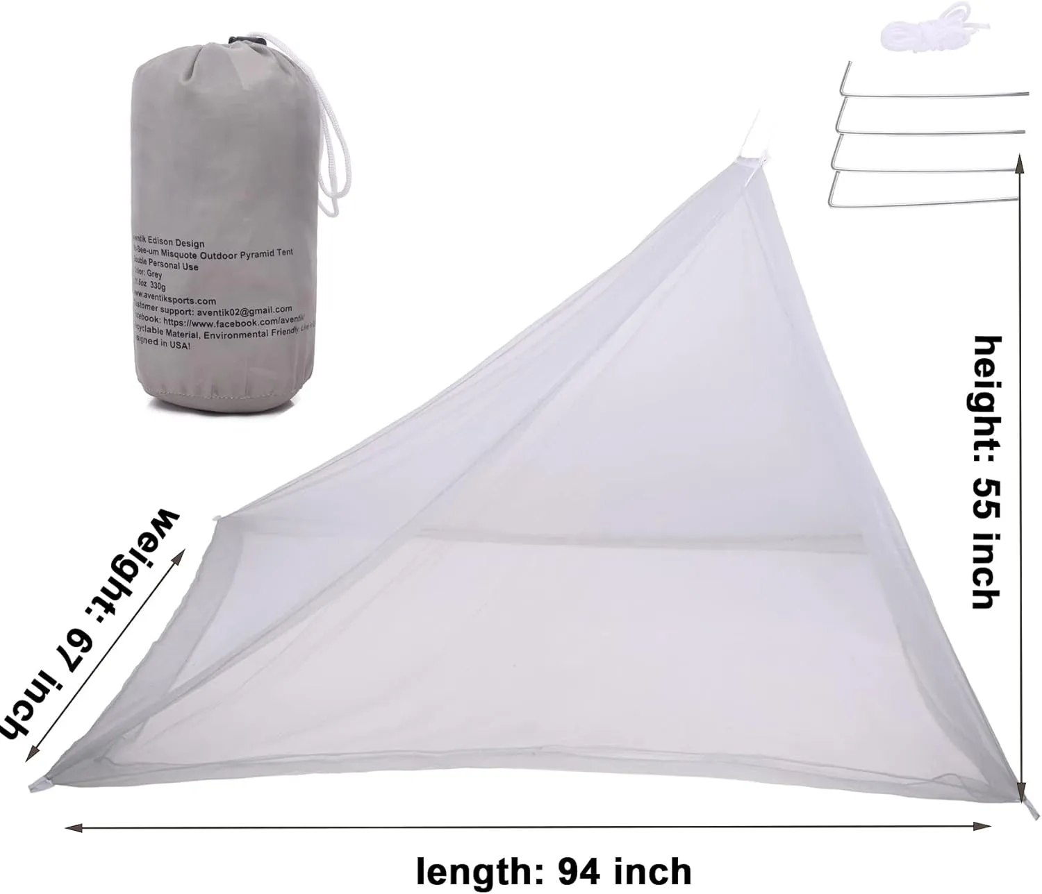 No-See-Ums Camping Mosquito Net Bed Compact and Ultra-Light for Travel，Finest Holes Mesh 2000 Noseeum Netting for Camping and Hiking, Without Sleeping Mat