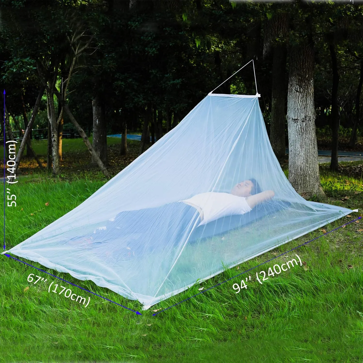 No-See-Ums Camping Mosquito Net Bed Compact and Ultra-Light for Travel，Finest Holes Mesh 2000 Noseeum Netting for Camping and Hiking, Without Sleeping Mat