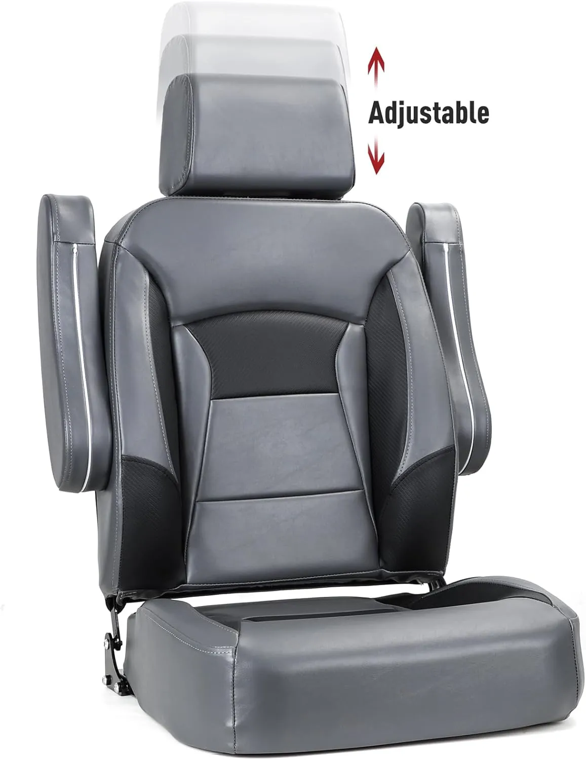 NORTHCAPTAIN Premium Pontoon Captain's Chair High Back Reclining Pontoon Bucket Boat Seat with Armrests and Adjustable Headrest