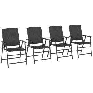 Of Black Back-to-school sale Chairs - Set Shipping updates Outsunny Four Rattan Folding Seat