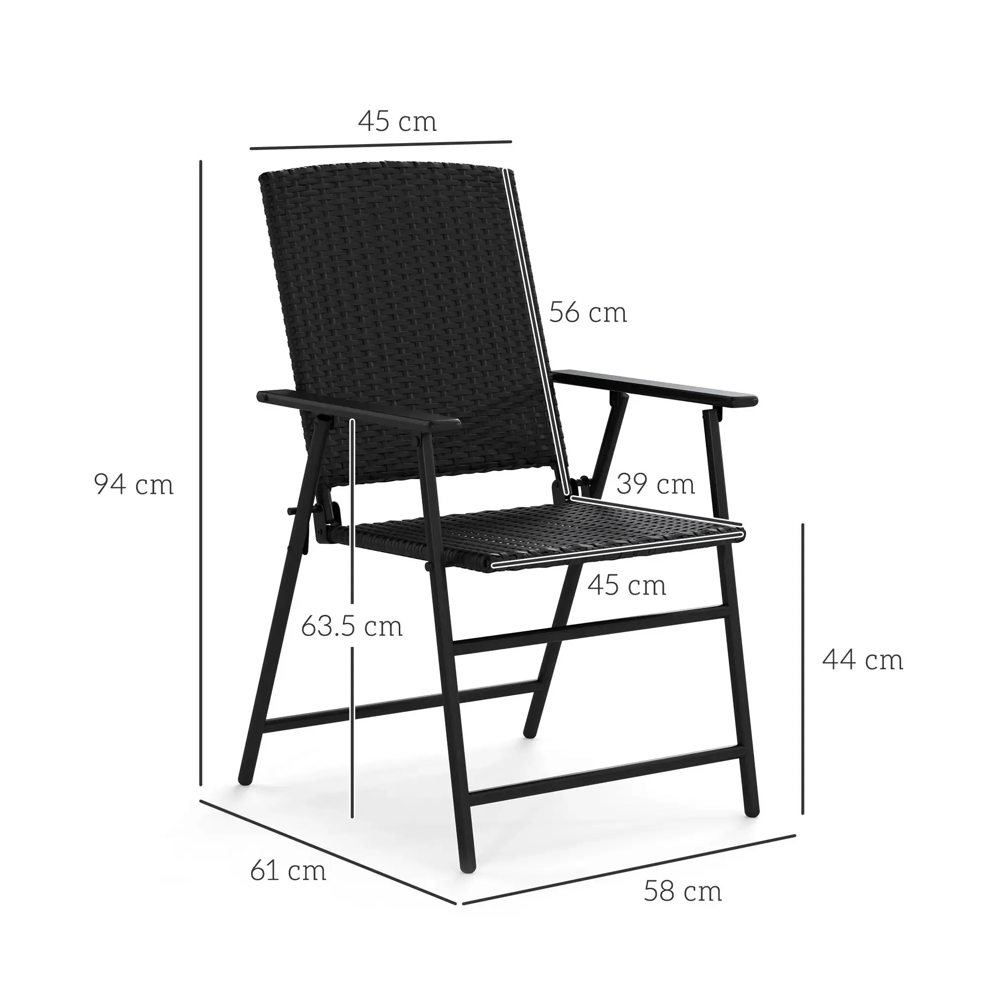 Of Black Back-to-school sale Chairs - Set Shipping updates Outsunny Four Rattan Folding Seat