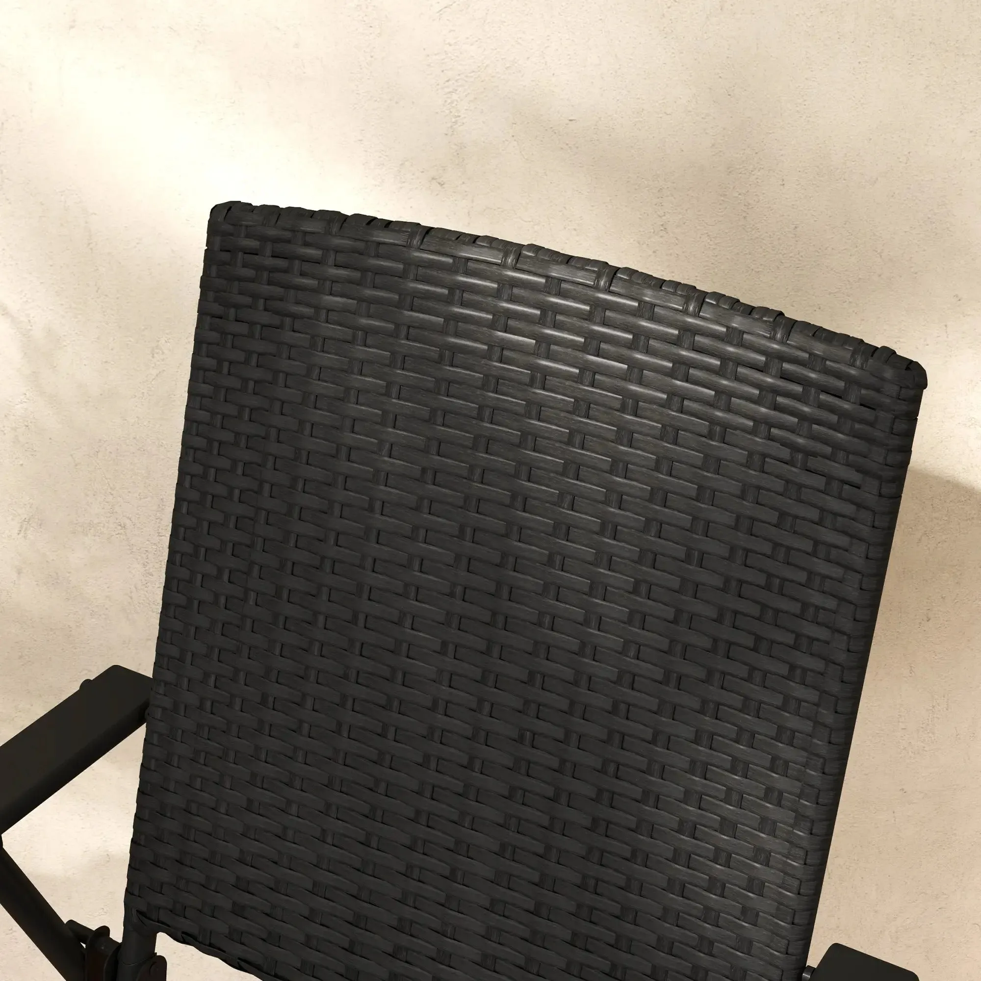 Of Black Back-to-school sale Chairs - Set Shipping updates Outsunny Four Rattan Folding Seat