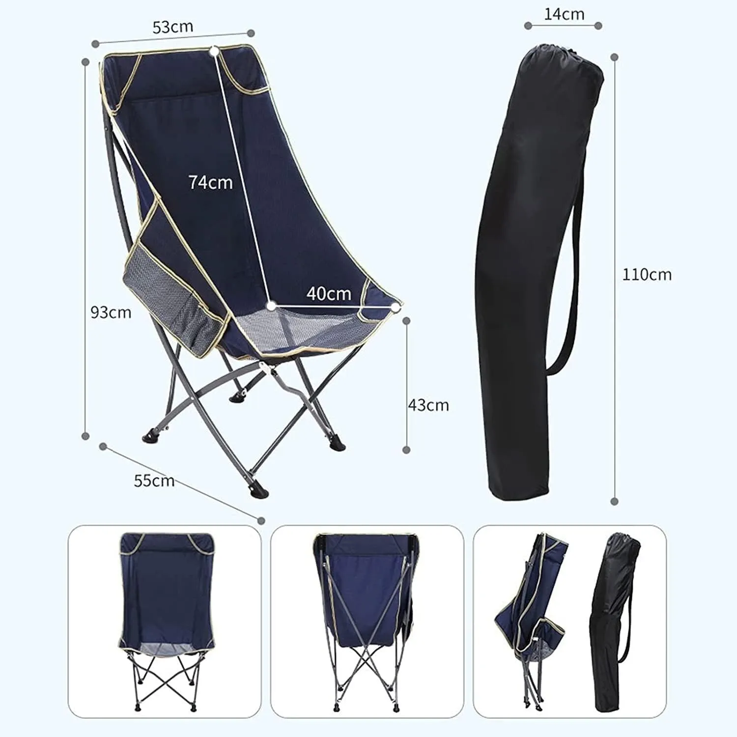 Office Chair, Camping Chairs Outdoor Furniture Beach Chairs Ultralight Folding Camping Chair with Backrest Leisure Beach Seat with Mesh External Hanging Bag Portable Backpack Chair Folding Chairs Pat