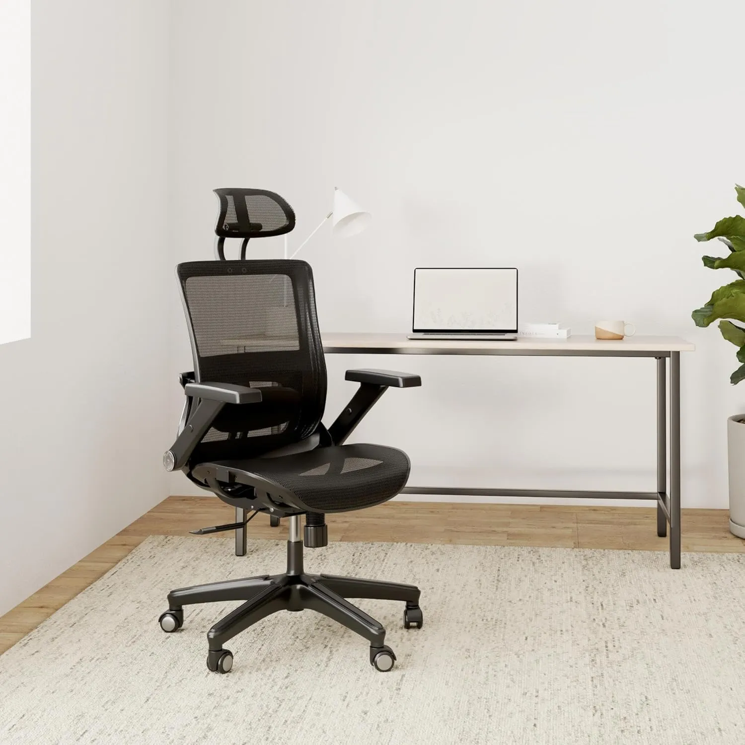 Office Chair Ergonomic Mesh Chair High Back Computer Desk Chair with 3D Armrest Adjustable Lumbar Support and Headrest Receling Chair, Black