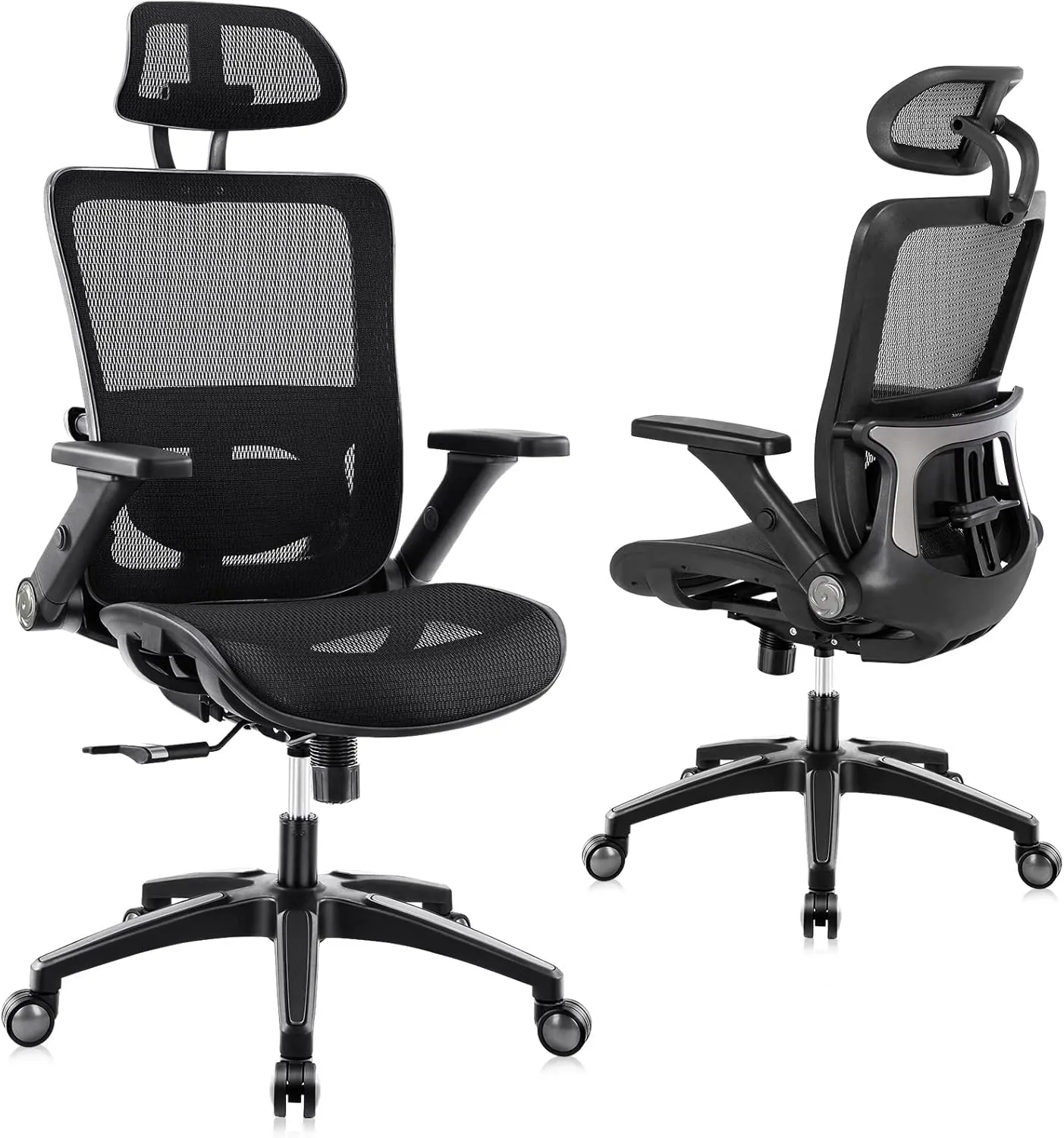 Office Chair Ergonomic Mesh Chair High Back Computer Desk Chair with 3D Armrest Adjustable Lumbar Support and Headrest Receling Chair, Black