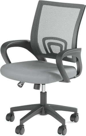 Office Chair, Ergonomic Mid-Back Mesh Desk Chair with Lumbar Support, Adjustable Height Computer Chair with Rolling Wheels Design,Comfy Armrest for Work, Study, Gaming, Light Gray