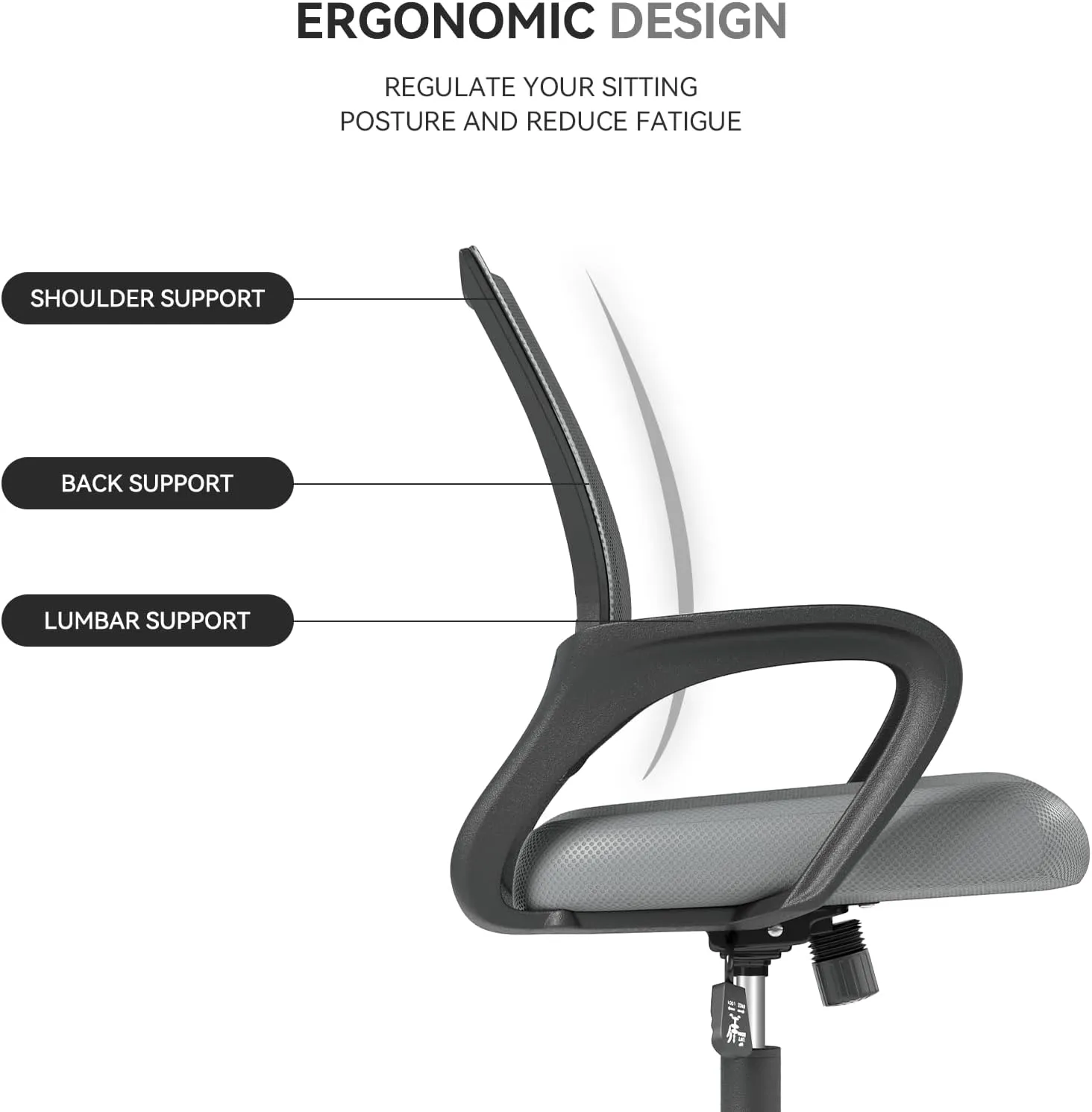 Office Chair, Ergonomic Mid-Back Mesh Desk Chair with Lumbar Support, Adjustable Height Computer Chair with Rolling Wheels Design,Comfy Armrest for Work, Study, Gaming, Light Gray