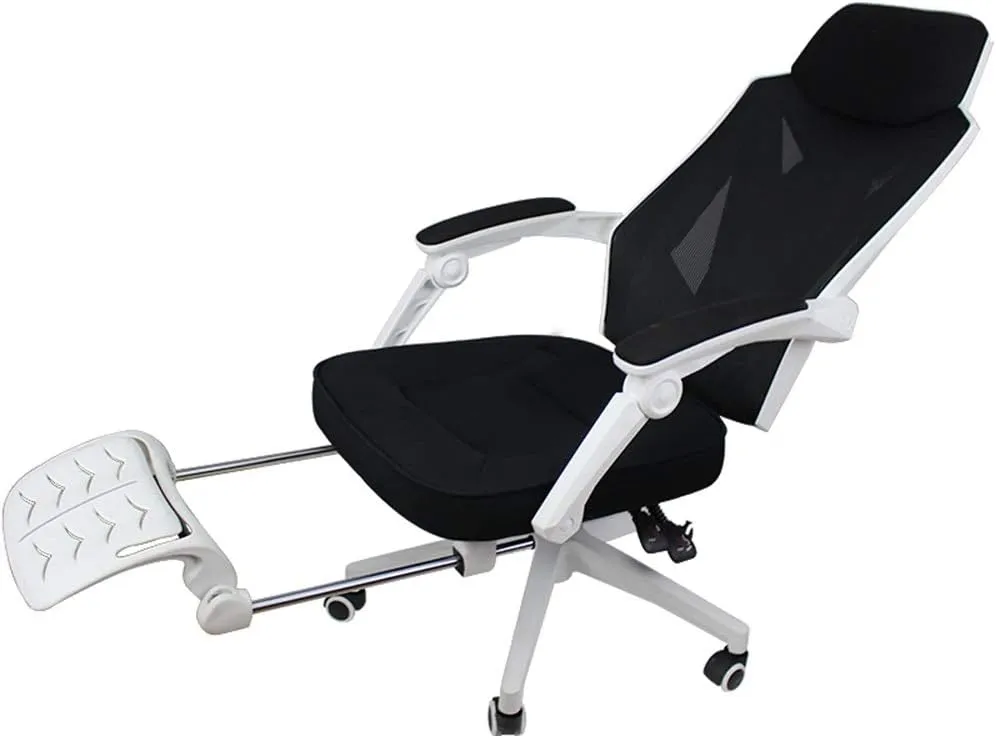 Office Computer Chair E-Sports Swivel Chair, Nylon High Back Game Chair Office Reclining Seat Chairs Ergonomic Breathable Mesh Chair with Tilt Backrest and Linked Handrail Task Chair
