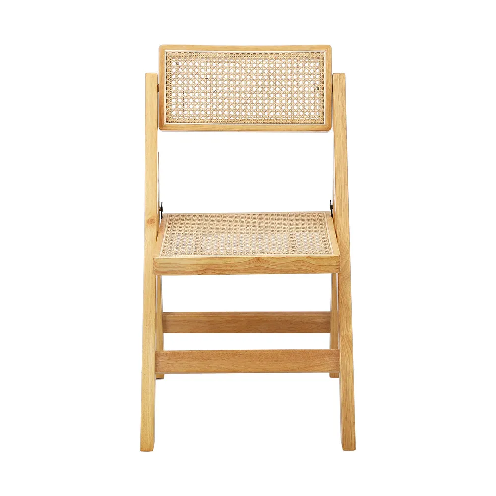 Oikiture 6x Dining Chairs Folding Rattan Chair Wooden