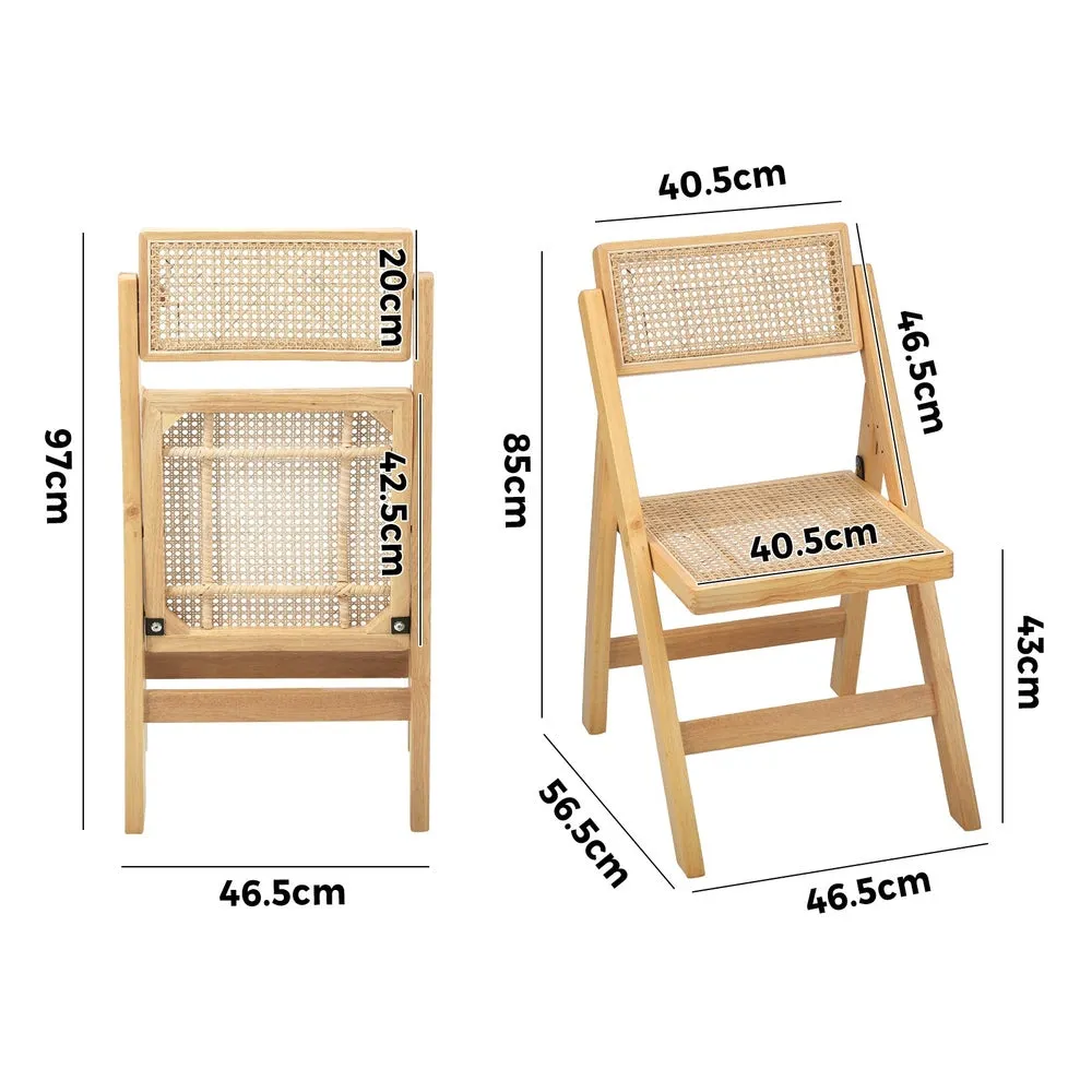 Oikiture 6x Dining Chairs Folding Rattan Chair Wooden