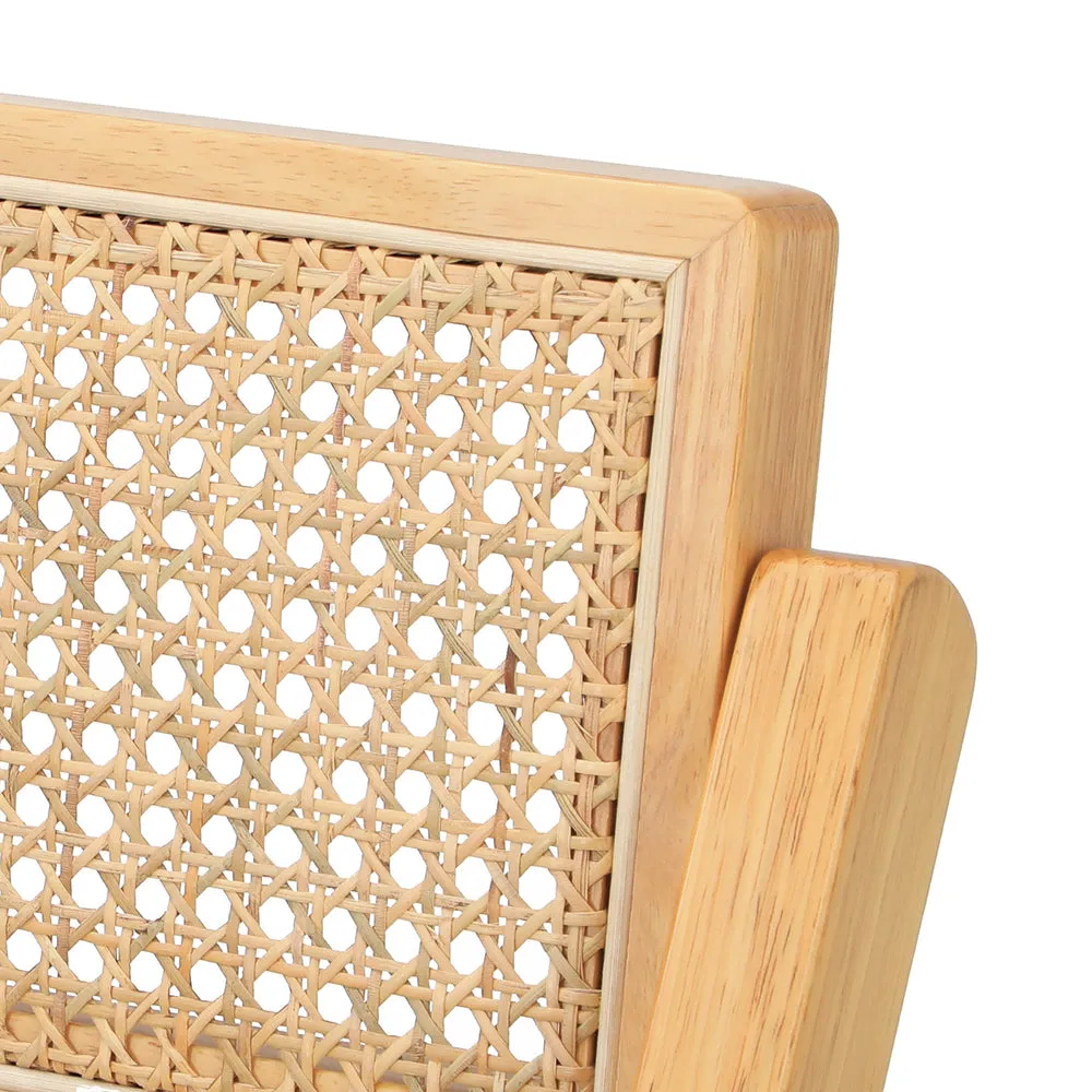 Oikiture 6x Dining Chairs Folding Rattan Chair Wooden