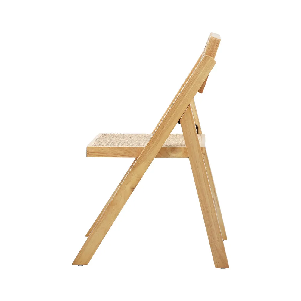 Oikiture 6x Dining Chairs Folding Rattan Chair Wooden
