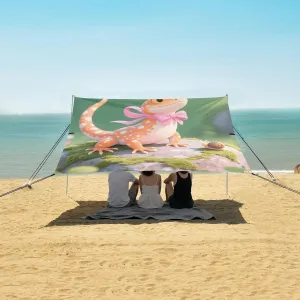 Orange Axolotl with Bow Beach Camping Tent Sun Shelter for Whole Family, Beach Shade Canopy with UPF50  UV Protection,Easy Set Up and Carry,Outdoor Shade for Trips, Fishing, Backyard Fun Picnic