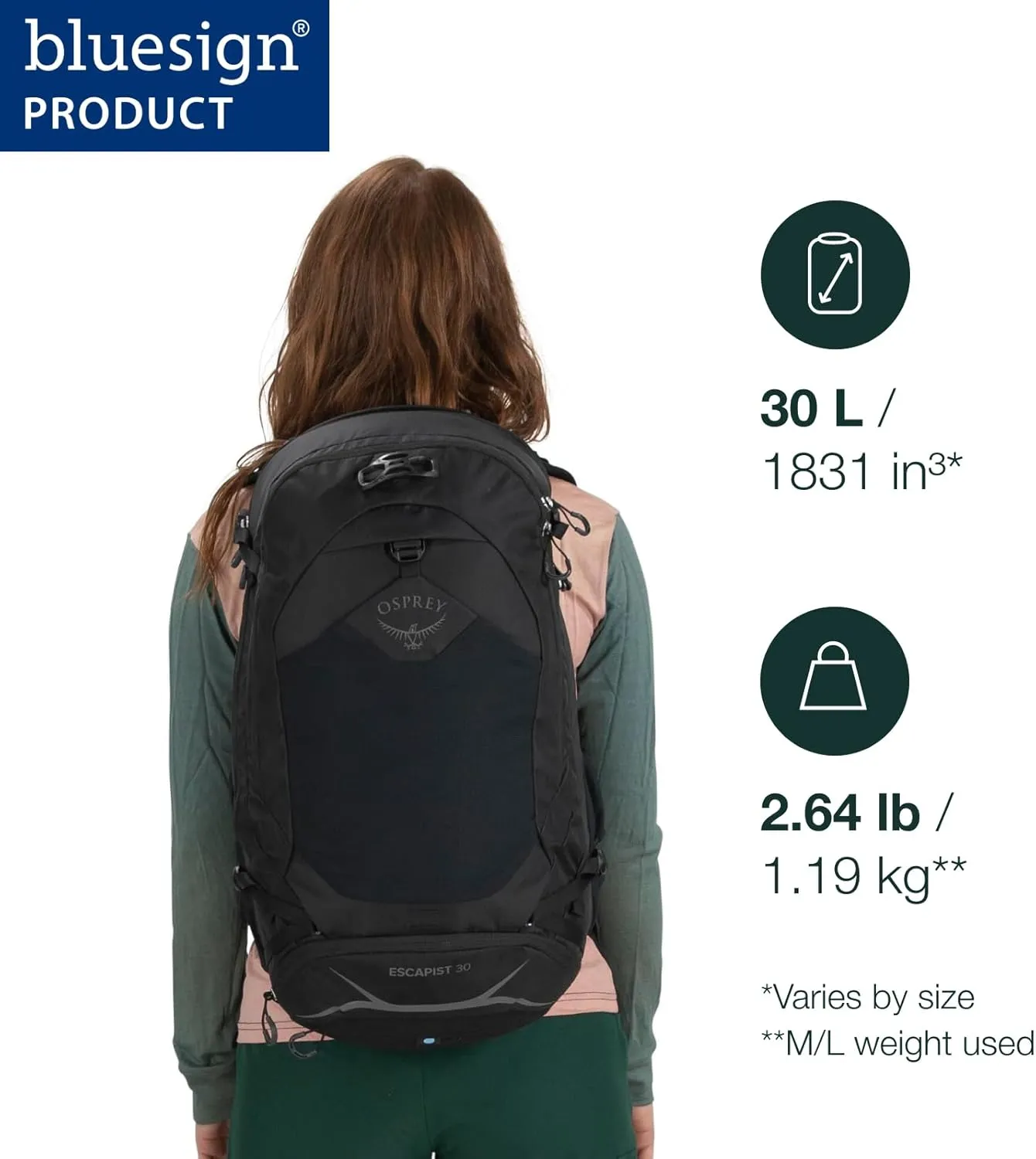 Osprey Escapist 30L Biking Backpack, Postal Blue, Small/Medium